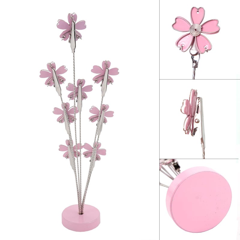 TFu 8-Branch Family Tree Picture Frame Holder, Card Photo Clips Holder Desk Stand for Memo Paper Note Photo Christmas Wedding Card Display (Cherry Blossoms) - Image 5
